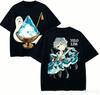 2026 Summer Blue Wizard Crew Snow Cone Ghost Double Sided Anime Graphic Black Oversized Cotton TShirt Unisex Y2k Streetwear Tee