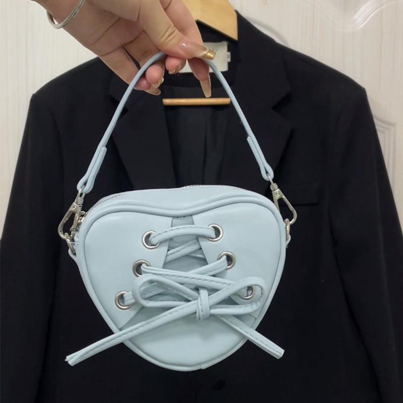 Heart Shape Women's Mini Shoulder Bag Sweet Girls Bowknot Love Crossbody Bags Portable PU Leather Ladies Clutch Purse Handbags
