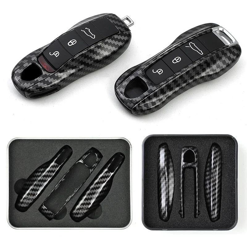 Pour Porsche Boxster Cayman Panamera Cayenne 911 Housse de Clé de Voiture 918 997 991 ABS Fibre de Carbone Étui à Clé Housse de Protection Accessoires