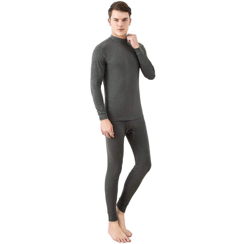 Warmes Innenoberteil- und Unterteil-Set, hoher Kragen, Kälteschutz, reine Baumwolle, Heat Tech, Langarmshirt, vorne offen, lange Strumpfhose, Thermounterwäsche, Herbst/Winter