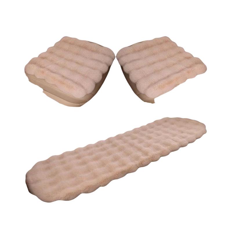Winter Rabbit Fur Plush Car Seat Cushion - No Backrest, Thickened, Three-Piece Set with Free Shipping
