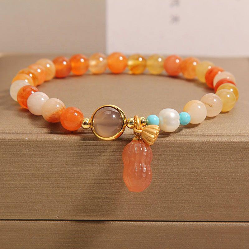 

Браслет с натуральным агатом и кристаллами для женщин, легкий роскошный браслет-подвеска в стиле ретро в национальном стиле для женщин, ювелирные изделия в подарок
