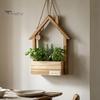 Rustic Home Wall Decoration Wooden Planter, Creative Hanging Flower Pot Basket for Indoor Plants Natural Wood Faux Flowers, Decor Living Room Balcony