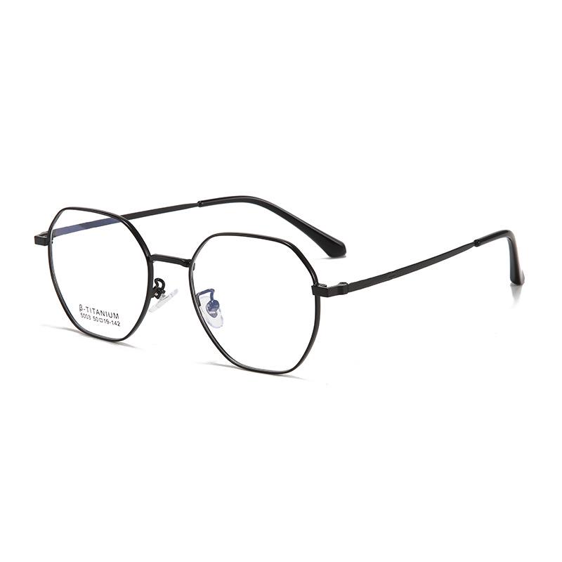 Danyang Ultra-Light Retro Square Metal Myopia Glasses Frame for Large Faces - Fashionable Polygonal Design, Slimming  Prescription-Ready