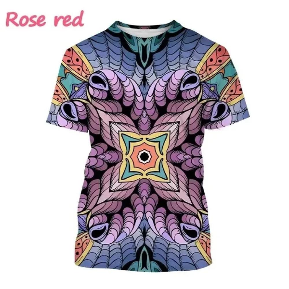 Summer Women's 3D Printing T-shirt Sparkling Camo Mandala Art T-shirt O-Neck Large Short Sleeve Casual Top