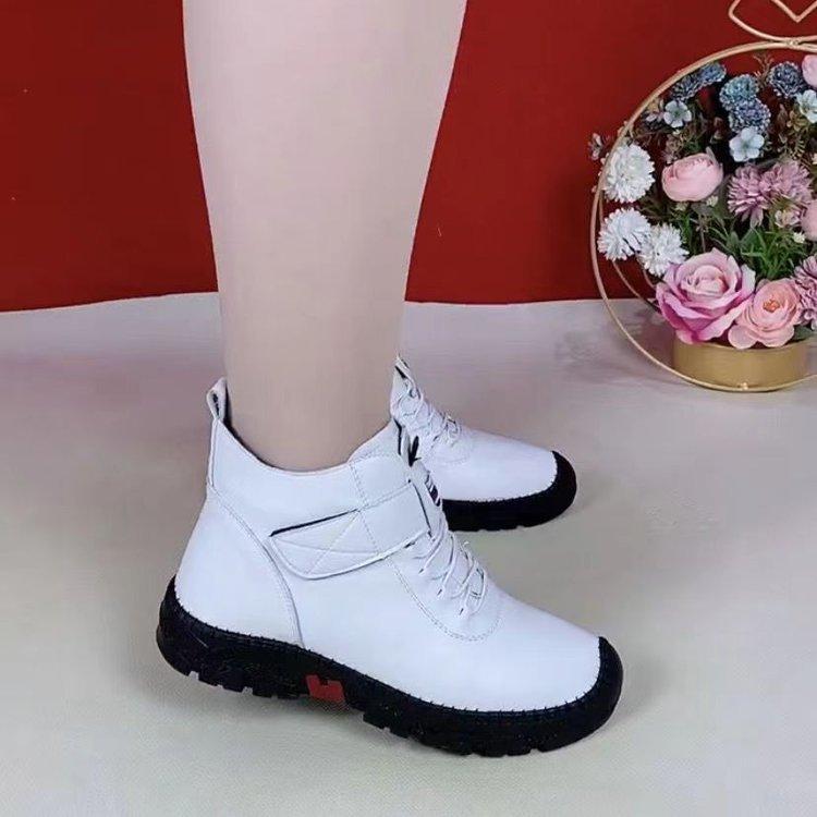 

Ретро Мартины на мягкой подошве, Универсальные и модные ботинки с круглым носком из губчатого материала, теплые, на шнуровке, до середины икры, женские 35 белый