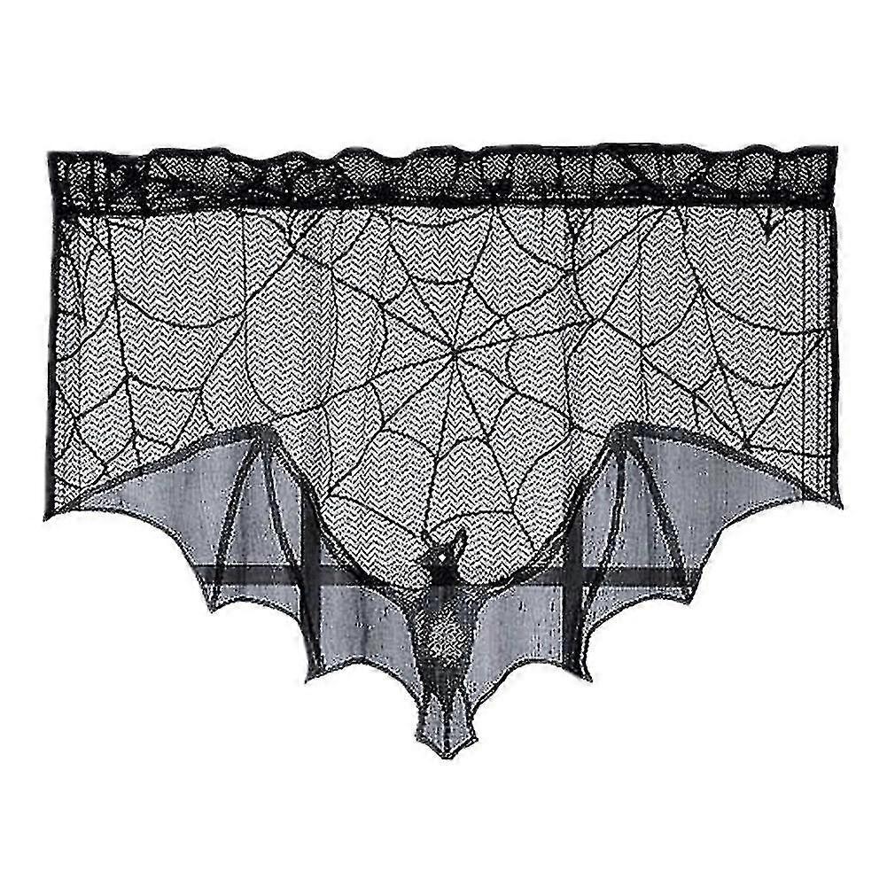 Netopýří Halloweenské Závěsy Krajka Krbový Šátek Netopýři Pavučina Krajka Krátké Okenní Závěsy Halloweenská Pavučina Krbová Mantle