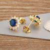 Nidin Korea Popular Flower Shape Inlaid Zircon Stud Earrings For Women Girls Daily Party Ear Jewelry Accessories Birthday Gift