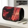 1pc Large Capacity Flip-Top Pencil Case Suitable for School & Office, Thickened Oxford Pencil Bag with Double-Layer Zipper & Dark Fantasy Warrior Red,