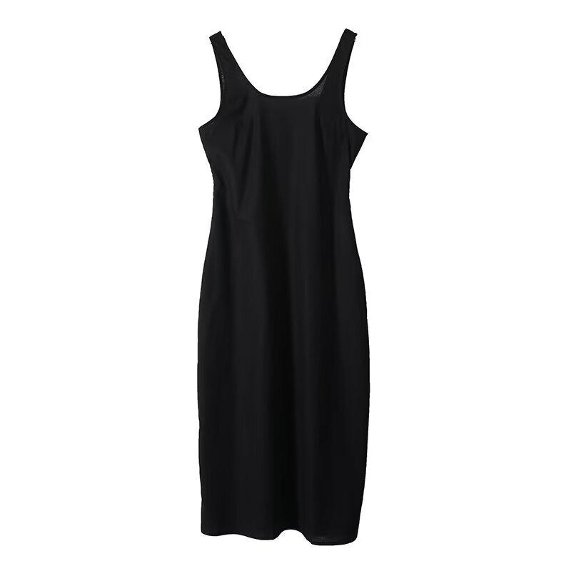 European and American style, new women s clothing, foreign style French halter U-shaped linen vest long dress S чёрный