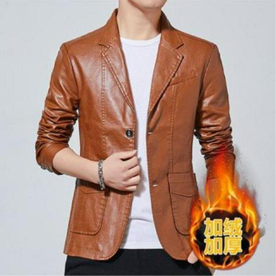 Men's Slim Fit Korean Style Leather Jacket - Trendy Business Outerwear for Autumn/Winter Motorcycle Fashion.