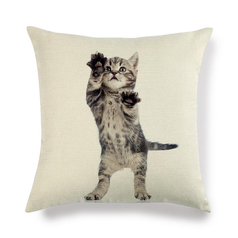 Cartoon Cat Pattern Series Super Soft Cotton and Linen Material Pillow Cover for Home Sofa Decoration Pillow Cover
