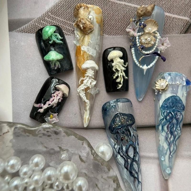 Easy Cleaning Ocean Series Nail Art Silicone Mold Flexible Reusable Manicure Nail Charm Mold For DIY Nail Decorations