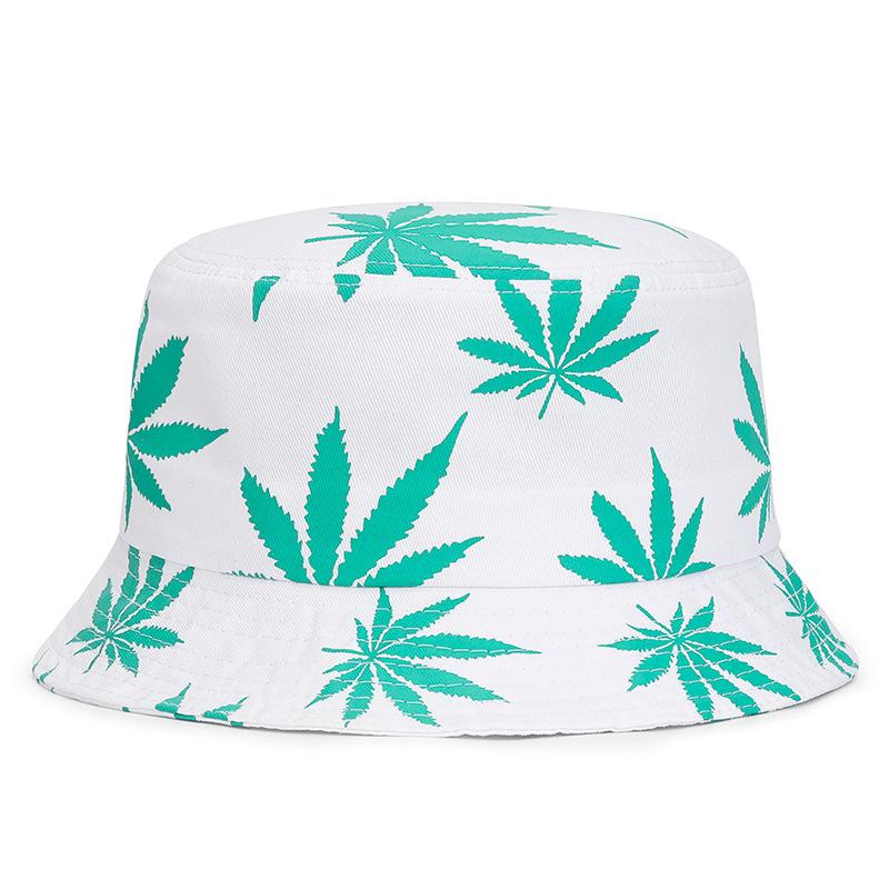 Black Leaf Bucket Hat Summer Coconut Tree Unisex Simple Bob Caps Hip Hop Gorros Men Women Panama Cap Beach Fishing Boonie Sunhat