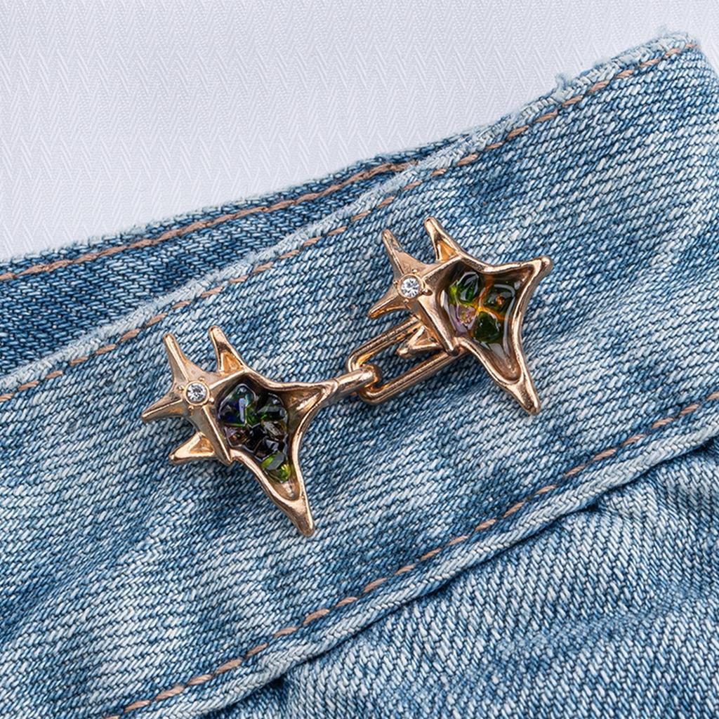 Crossed Star Waist Tightening Clip Metal Adjustable Antiexposed for Loose Pants and Jeans Fitness Waist Extenders 3/6Set