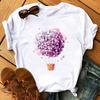 Summer Casual Top Female T-Shirts Romantic Heart Pattern Print Tshirt Harajuku Leisure O-Neck Plus Size Streetwear Lady Clothes