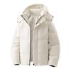 Men's Winter Down Jacket with Detachable Hood - 90% White Duck Down, Solid Color, Versatile Youth Style