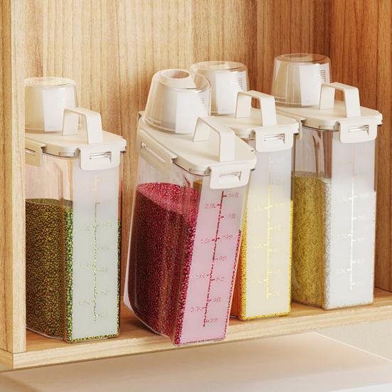 Grain Can Ergonomic Handle Measuring Cup Design Storage Container with Lid