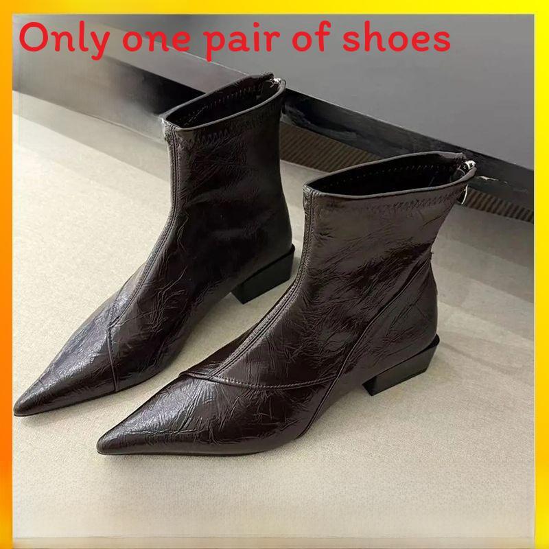 Martin Boot For Women With Waterproof Platform Rubber Sole And Pointed Toe For Autumn Fashion
