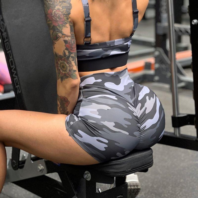 Fashion Camouflage Workout Yoga Bra Women's Quick-Drying Running Sports Nude Feel Adjustable Intimates Elastic Breathable Bubble Wrap