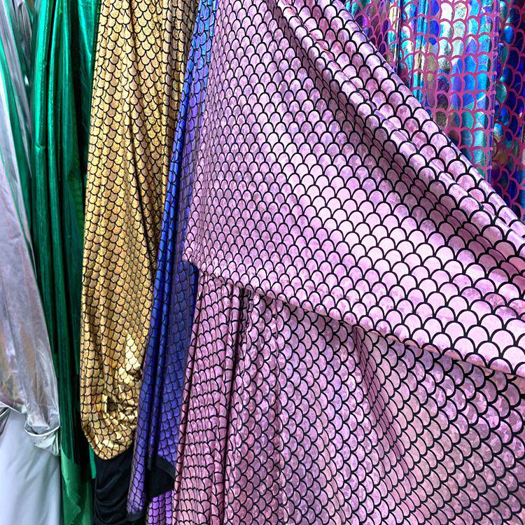 Golden Polyester Fish Scale Fabric for Costumes and Decor