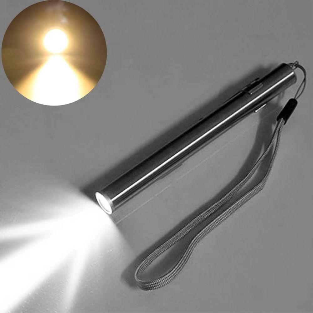 Stainless Steel Nurse Pocket Flashlight Portable Nursing Penlight Professional LED Mini Torch  Home
