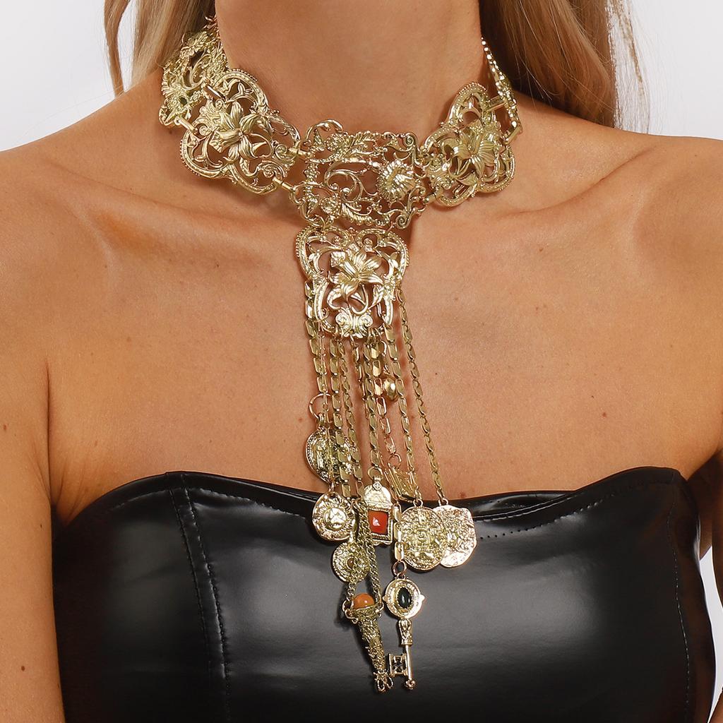 Metal Tassel Geometric Necklace for Women Simple Fashion Neck Jewelry Hot Sale Party Gift 2025 New Style