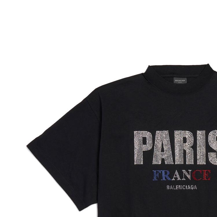 Balenciaga Paris Strass Cropped Oversized T Shirt 818431TRVL51000