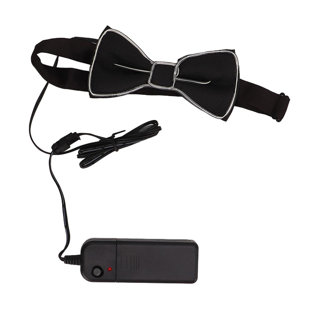 LED Bow Tie Polyester Plastic Copper Wire Adjustable Glowing Necktie for Party Dance Festival Club Green