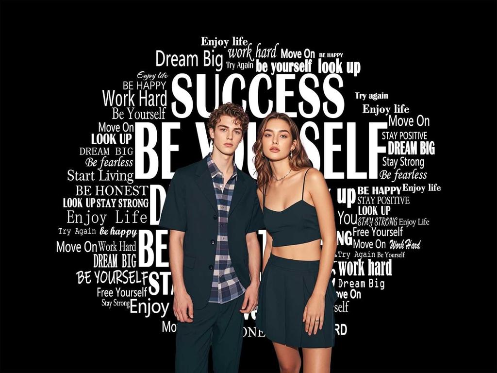 Inspirational Photo Backdrop Positive Affirmations Wall Tapestry Motivational Photography Background Black and White The