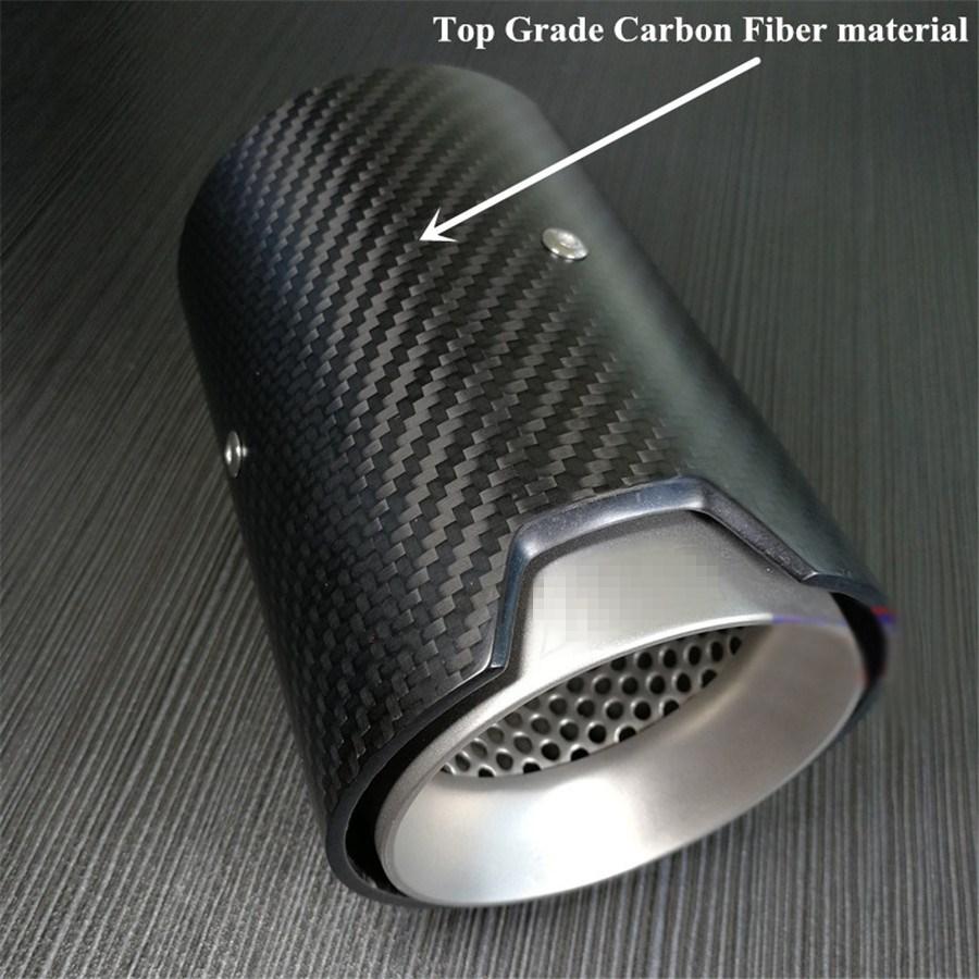1× Matte Carbon Fiber Style Car Exhaust Pipe End Tail Tip 67mm inlet 90mm outlet