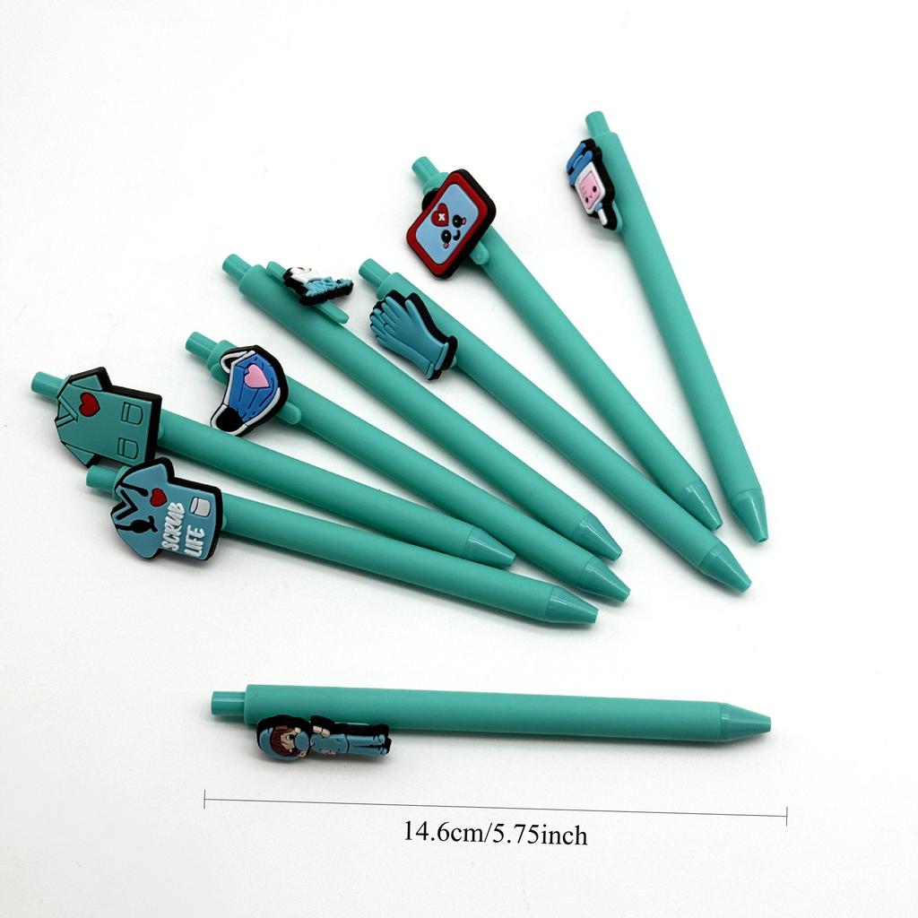 10Pcs, Minimalist Creative Medical Series Ballpoint Pens - Solid Color Doctor & Nurse Pens with Black Ink Refills, Press-Type Gel Pens for Signing and