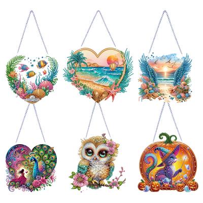 Pendentifs Forme Spéciale Acrylique Amour Plage Strass Diamant Art Pendentifs DIY Kit de Pendentifs Diamond Art Peinture Diamant Pendentif Suspendu