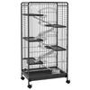 6-Level Rodent Cage with Wheels, Platforms, Removable Tray, Feeder and Waterer, 61.5x44x131 cm, Black
