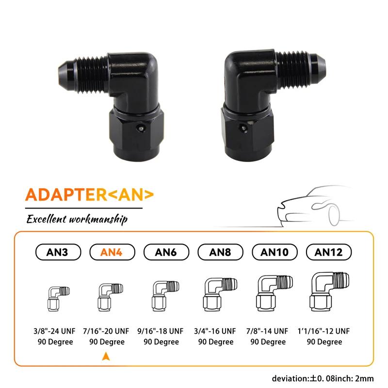 2 STÜCK AN3 AN4 AN6 AN8 AN10 AN12 Innengewinde auf 3AN-12AN Außengewinde 90 Grad Bördel Drehschlauchanschluss Adapter Schwarz Aluminium eloxiert