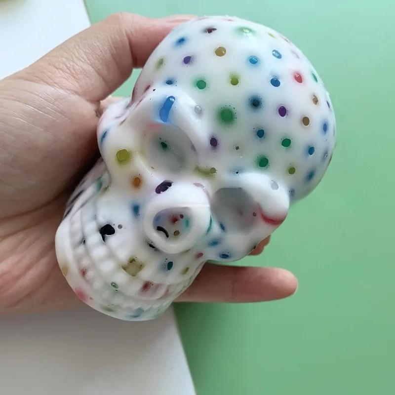 Skull Pimple Popping Squeeze Squishy Toy Creative Venting Tool Sensory Design Soft Fidget Toys Adults Relieve Anxiety Gifts