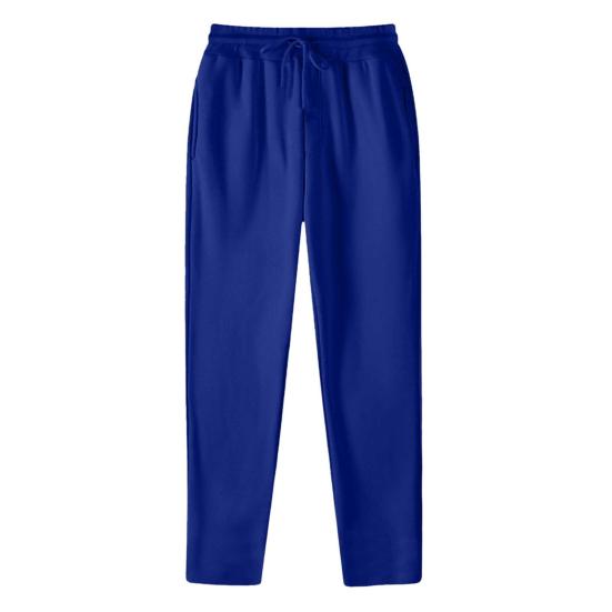 Unisex İlkbahar Sonbahar Pantolon Yan Cepli Elastik Bel Düz Geniş Paça Eşofman Pantolonu Düz Renk Bol Sokak Stili Spor Pantolonu