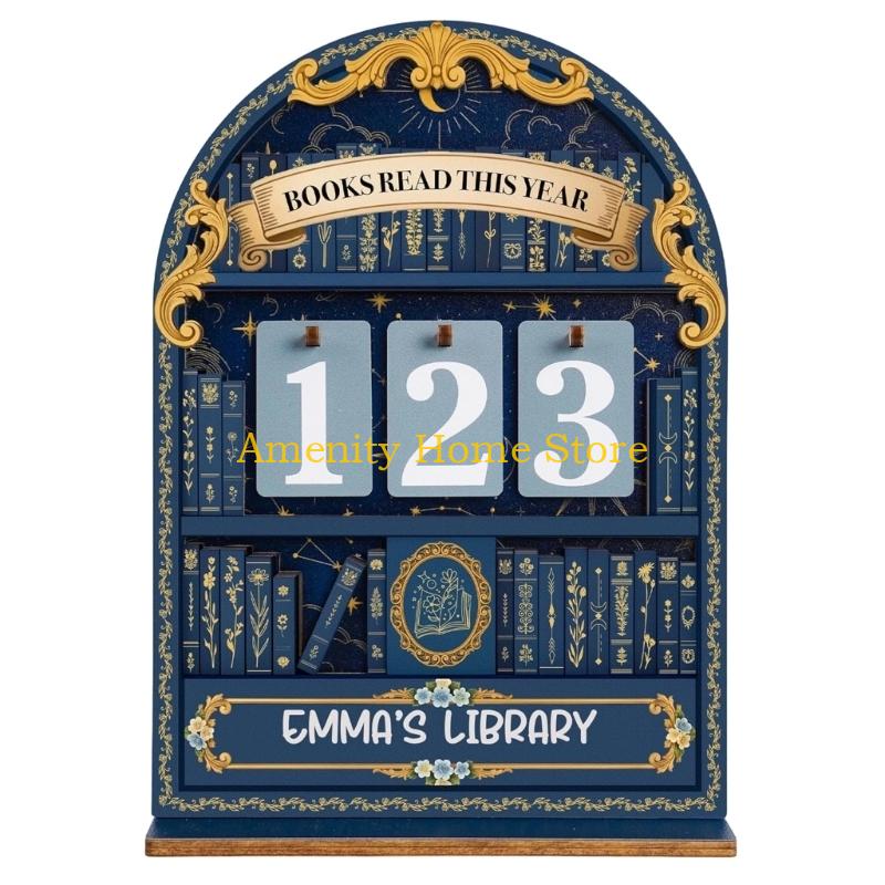F26C Books Read This Year Counter Wooden Sign Reading Trackers for Home Library Decors Book Lover Gift for Librarian Reader