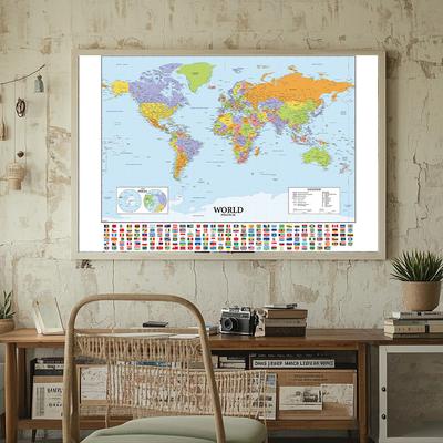 Decorazione da Parete Mappa del Mondo, Stampe Poster Arte da Parete Decorazione Quadro da Appendere Senza Cornice Materiale Scolastico Didattico Strumenti da Viaggio