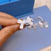 Hejia Mother-of-Pearl Bow Zircon Sterling Silver Ring Set - Women's Japanese & Korean Fashion, Elegant Closed Index Finger Design.