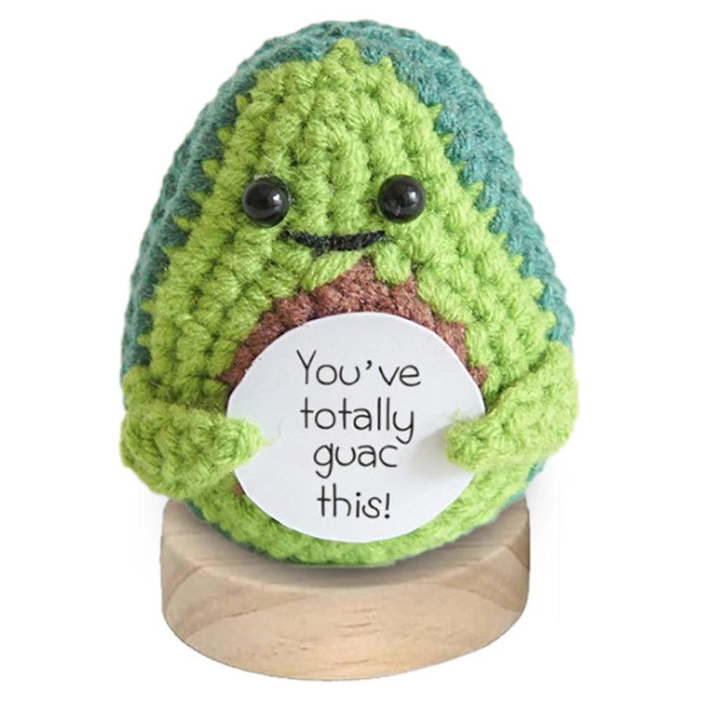 Gestricktes Avocado-Spielzeug mit Karte Kreative Positive Energie Kartoffel Umarmung Tasche Mini Handgemacht Plüsch Wolle Häkelpuppen Deko Ornamente