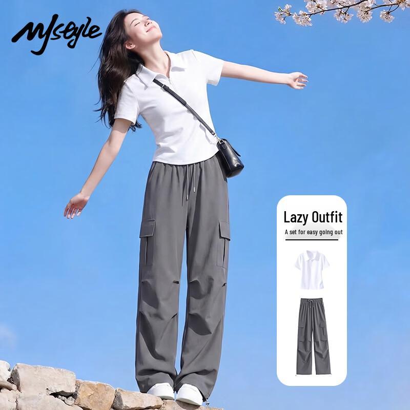 MJ STYLE Women s Pleated Polo Neck Two-Piece Set S