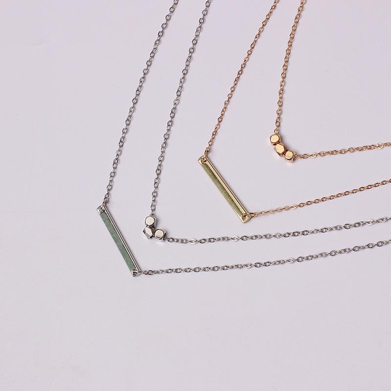 Minimal Natural Multi Pendant Necklace, Trendy Metal Clavicle Chain