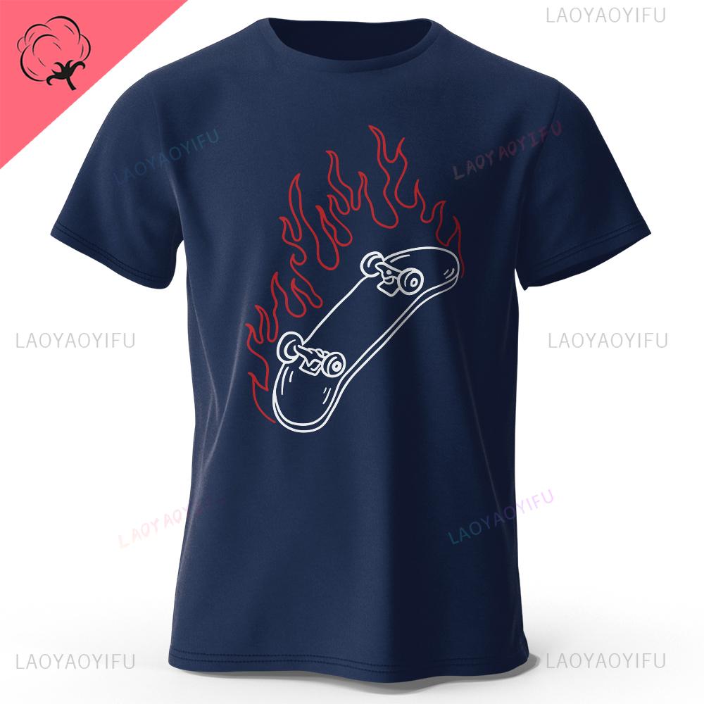 Skateboard Lovers Summer Mens Graphic Casual Oneck TShirt Personalized Cotton Style Tops Tees for Fashion Streetwear Clothes