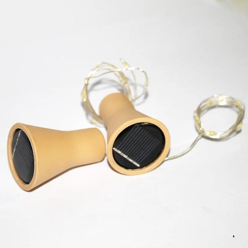 2M 20LED Solar Wine Bottle Cork String Lights Copper Wire Fairy Lights Waterproof for Wedding Party Garden Indoor Home Decor