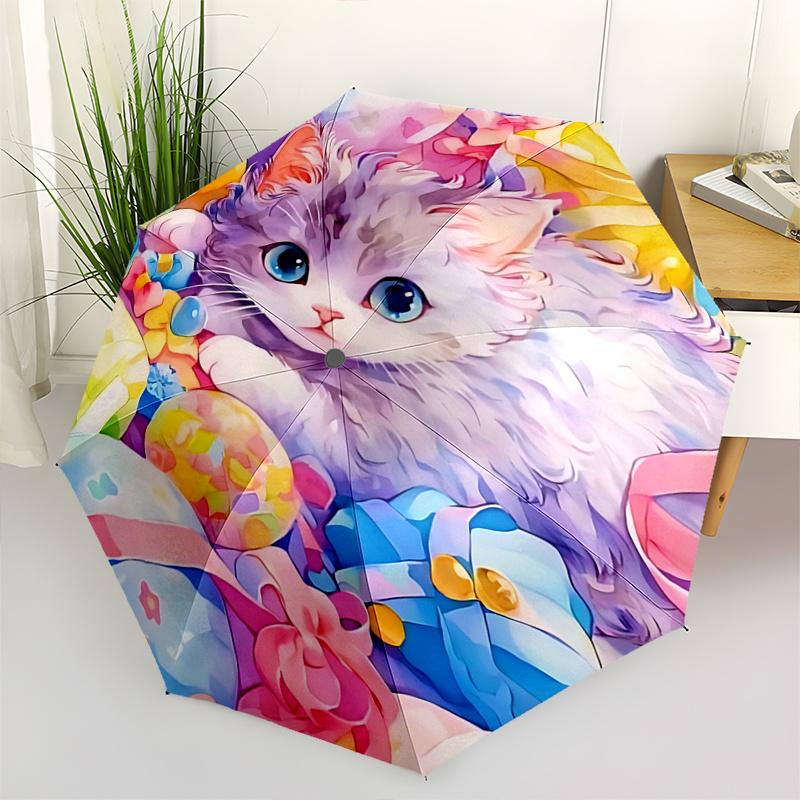 

1pc Colorful Easter Eggs Automatic Opening Folding Umbrella with Ribbon Bowknot Decoration - Perfect for Fans, Travelers, Daily Use, and Festive