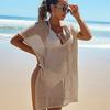 Womens Loose Knit Cover-Up Swimwear Top With Cut-Out Details Beach Pool Vacation