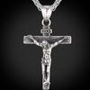 Collana da uomo con croce di Gesù pendente con ciondolo Gesù in acciaio inossidabile antiruggine