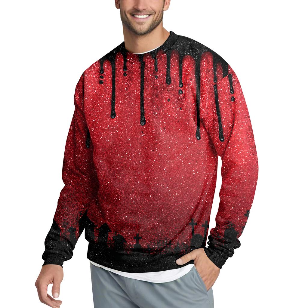 Men's Casual Fashion Printed Round Neck Pullover Sweatshirt