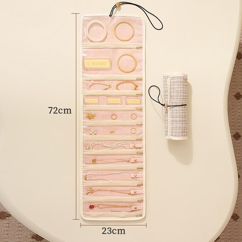 20 Grids Foldable Fashion Portable Jewelry Bag Large Women'S Travel Jewelry Roll Necklace Earring Ring Jewellery Display Storage